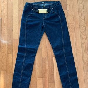 D&G Dolce Gabbana Dark Denim w/Golden Leather Belt